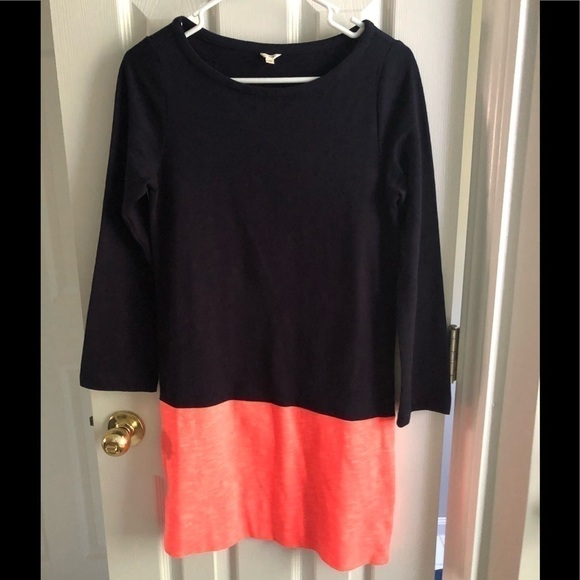 EUC - J. Crew Three Quarter Sleeve Dress - Navy/Orange - Picture 2 of 4